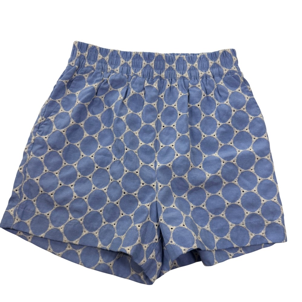 Entro Cotton Eyelet Hudson Shorts Women Blue Geometric Boho Summer Small NWT